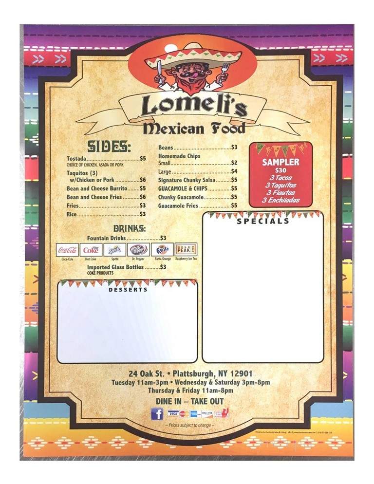 Lomelis Mexican Food - Plattsburgh, NY menu_pic