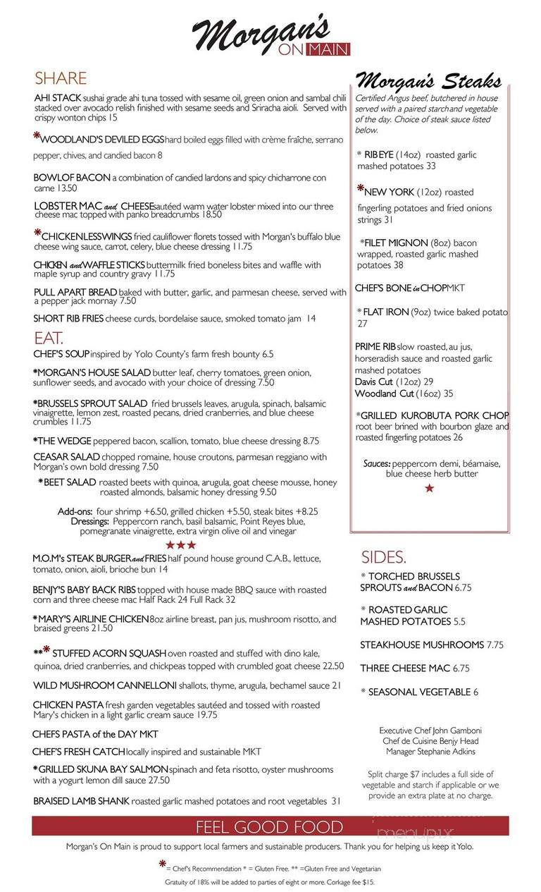 Morgan's On Main - Woodland, CA menu_pic