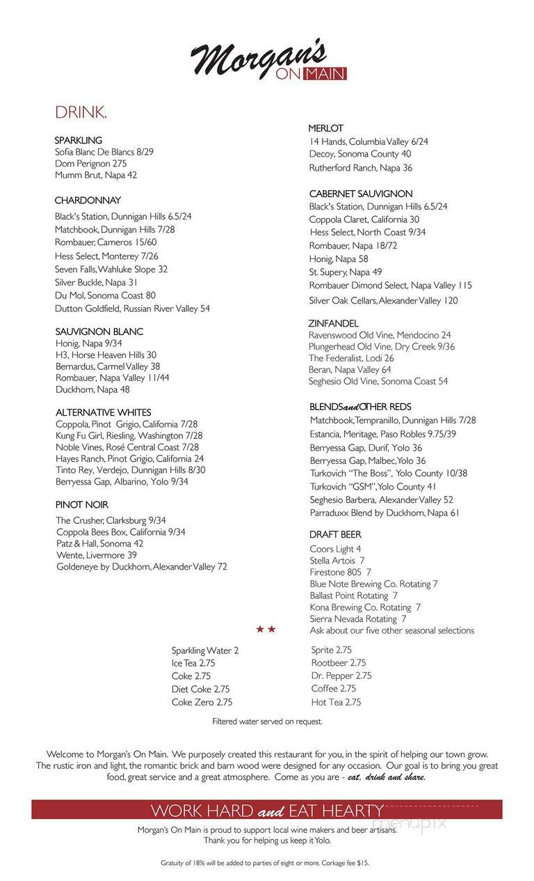 Morgan's On Main - Woodland, CA menu_pic