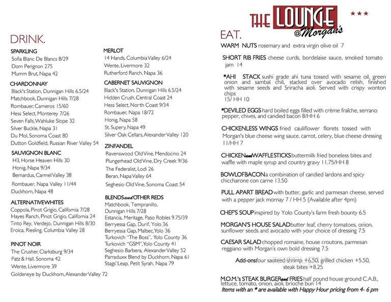 Morgan's On Main - Woodland, CA menu_pic