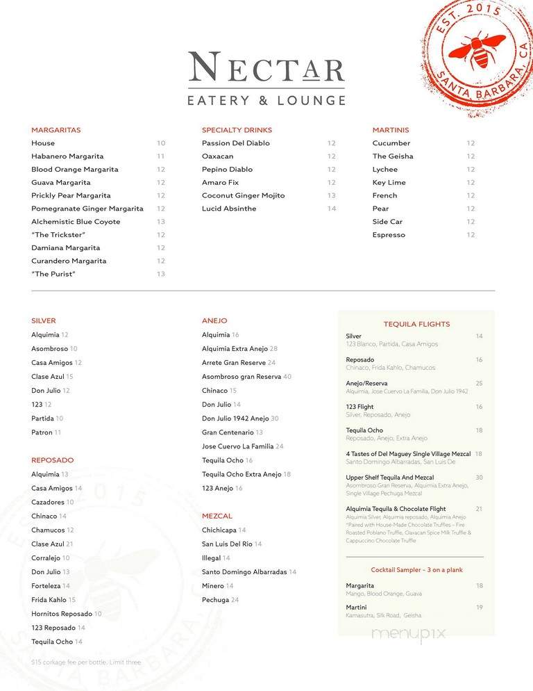 Nectar Eatery & Lounge - Santa Barbara, CA menu_pic