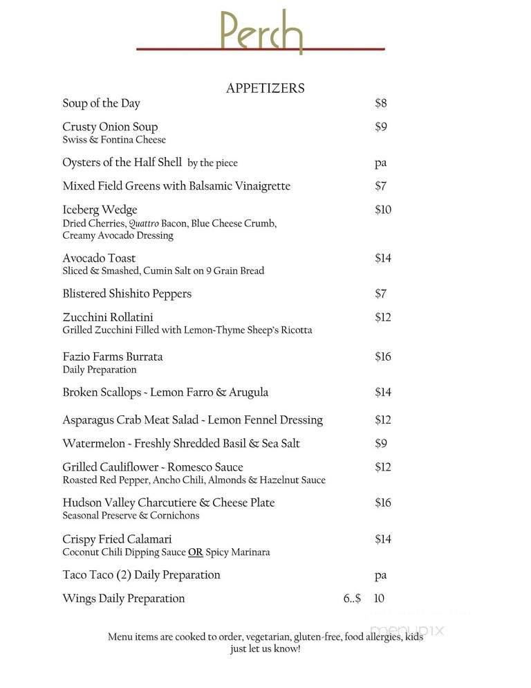 Perch - Marlboro, NY menu_pic