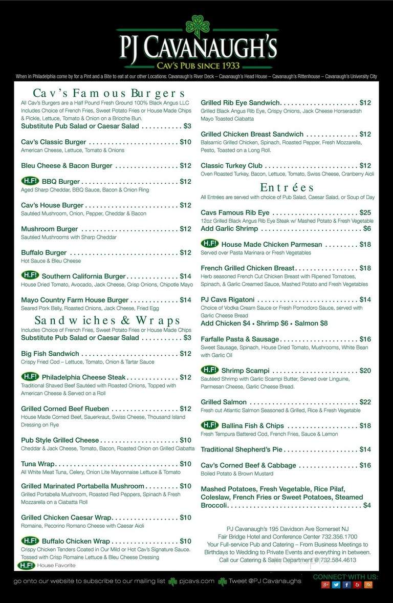 PJ Cavanaugh's - Somerset, NJ menu_pic