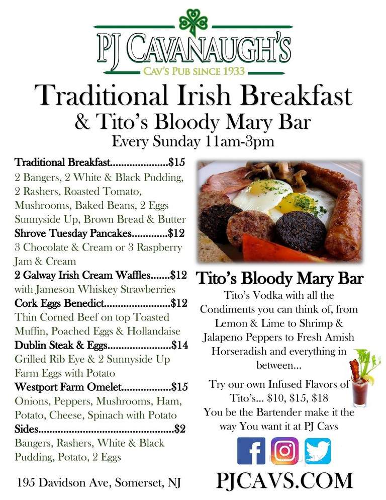 PJ Cavanaugh's - Somerset, NJ menu_pic
