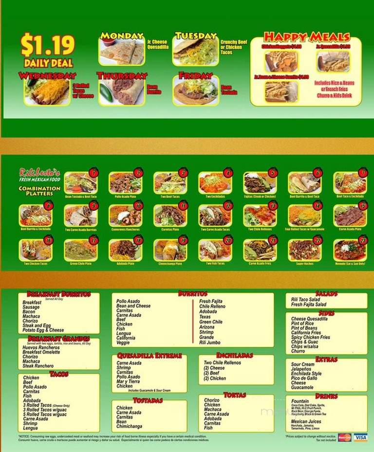 Rilibertos Fresh Mexican Food - Las Vegas, NV menu_pic