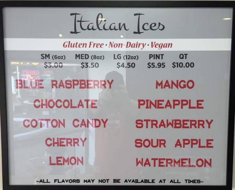 Sonny's Amazing Italian Ices & Cremes - Los Angeles, CA menu_pic
