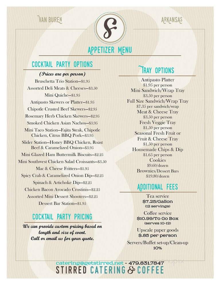 Stirred Catering and Coffee - Van Buren, AR menu_pic