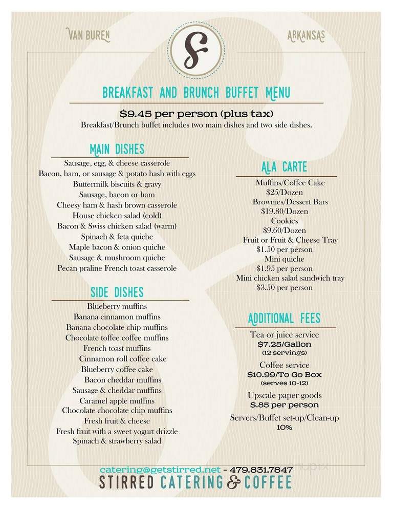Stirred Catering and Coffee - Van Buren, AR menu_pic
