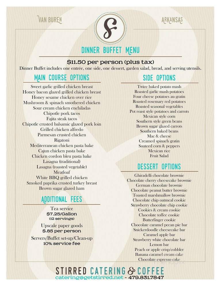 Stirred Catering and Coffee - Van Buren, AR menu_pic