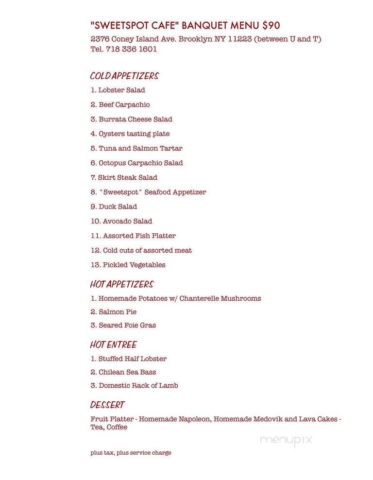 Sweetspot Cafe - Brooklyn, NY menu_pic
