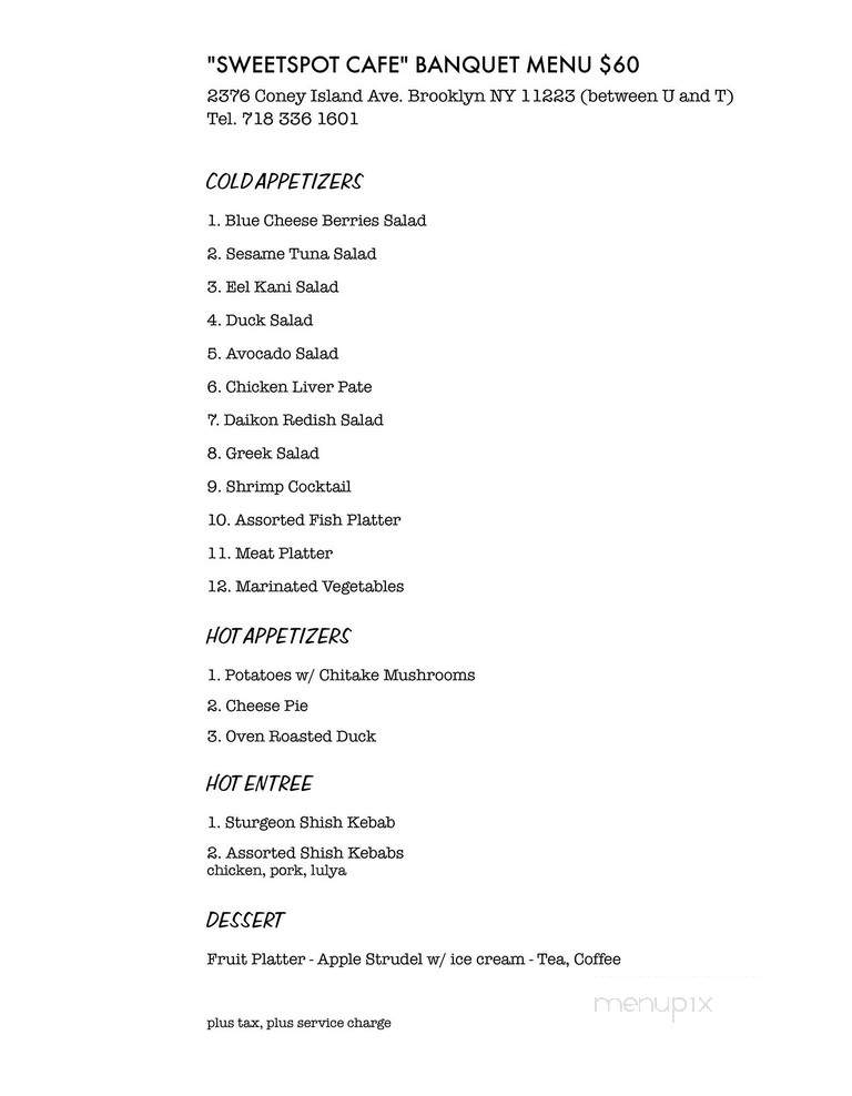 Sweetspot Cafe - Brooklyn, NY menu_pic