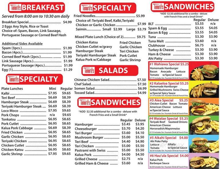 Tamura's Kitchen - Wahiaw?, HI menu_pic