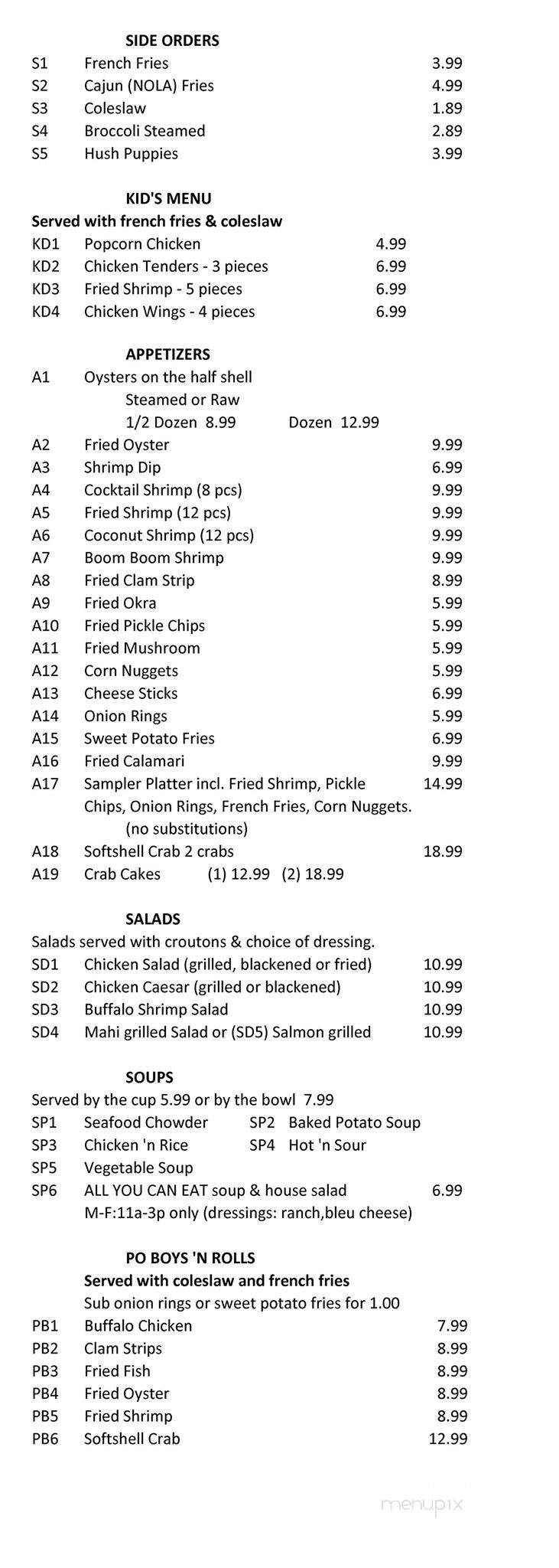 The Chatty Crab - Jacksonville, FL menu_pic