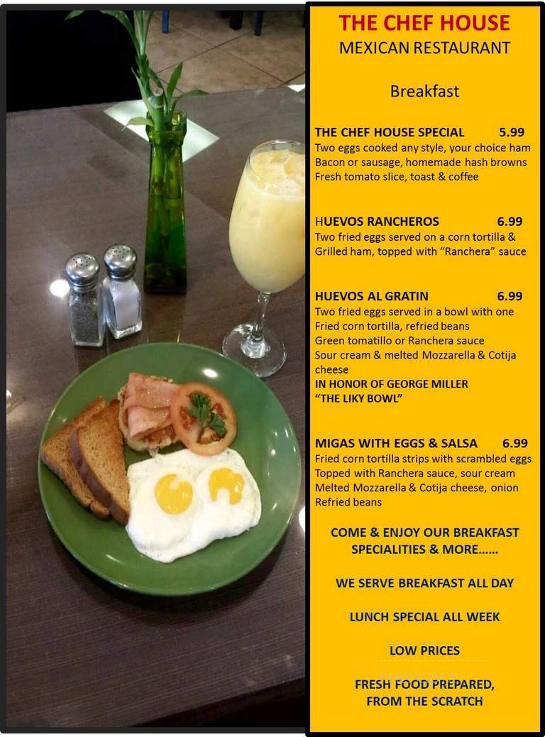 The Chef House Restaurant - Port Isabel, TX menu_pic