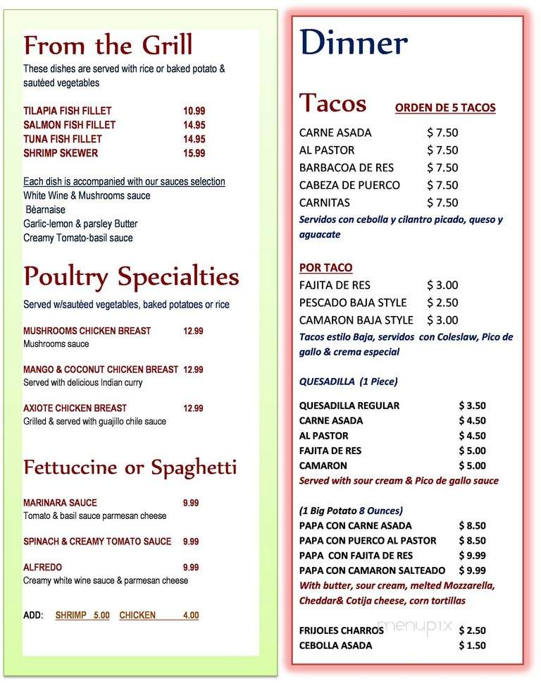 The Chef House Restaurant - Port Isabel, TX menu_pic