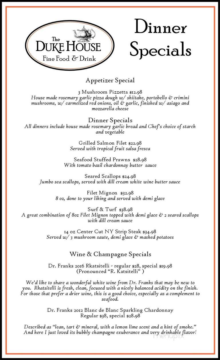 The Duke House Tea Room & Bakery - Wellsville, NY menu_pic