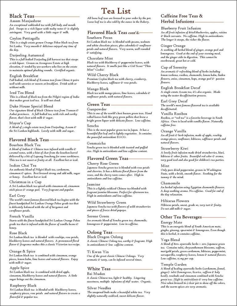 The Duke House Tea Room & Bakery - Wellsville, NY menu_pic