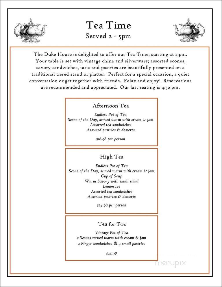 The Duke House Tea Room & Bakery - Wellsville, NY menu_pic