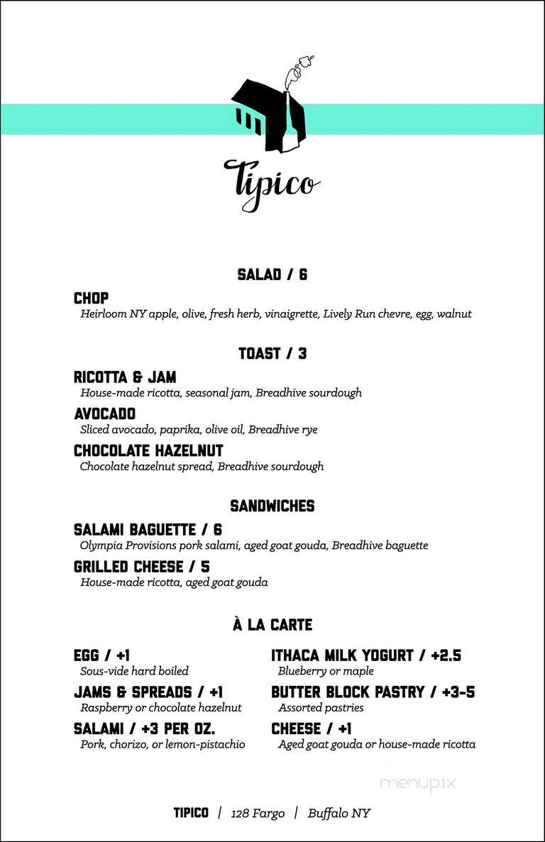 Tipico - Buffalo, NY menu_pic