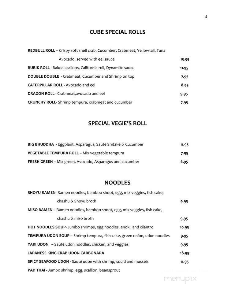 Tokyo Cube - Los Angeles, CA menu_pic