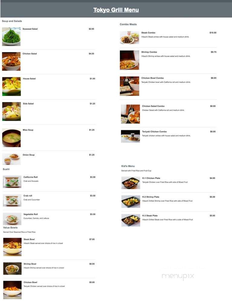Tokyo Grill - Camden, SC menu_pic