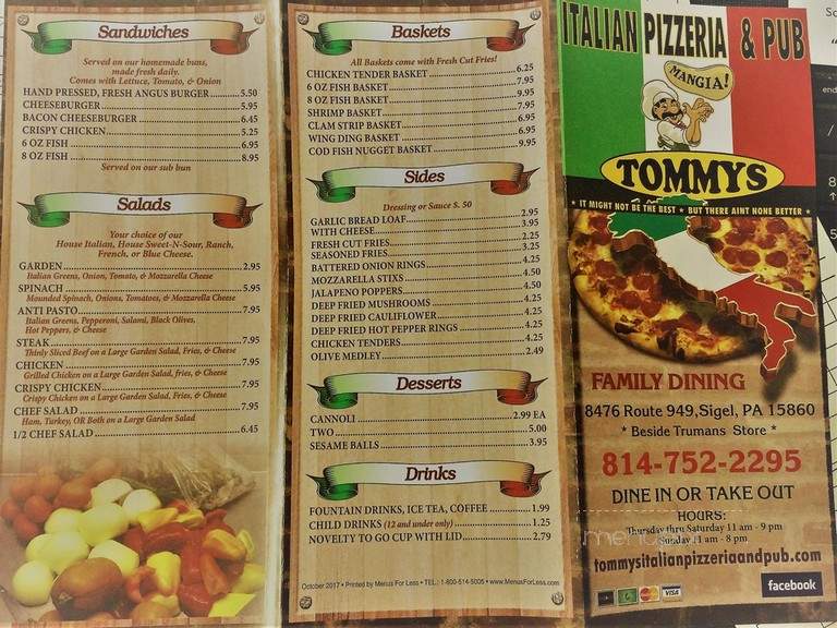 Tommys Italian Pizzeria & Pub - Sigel, PA