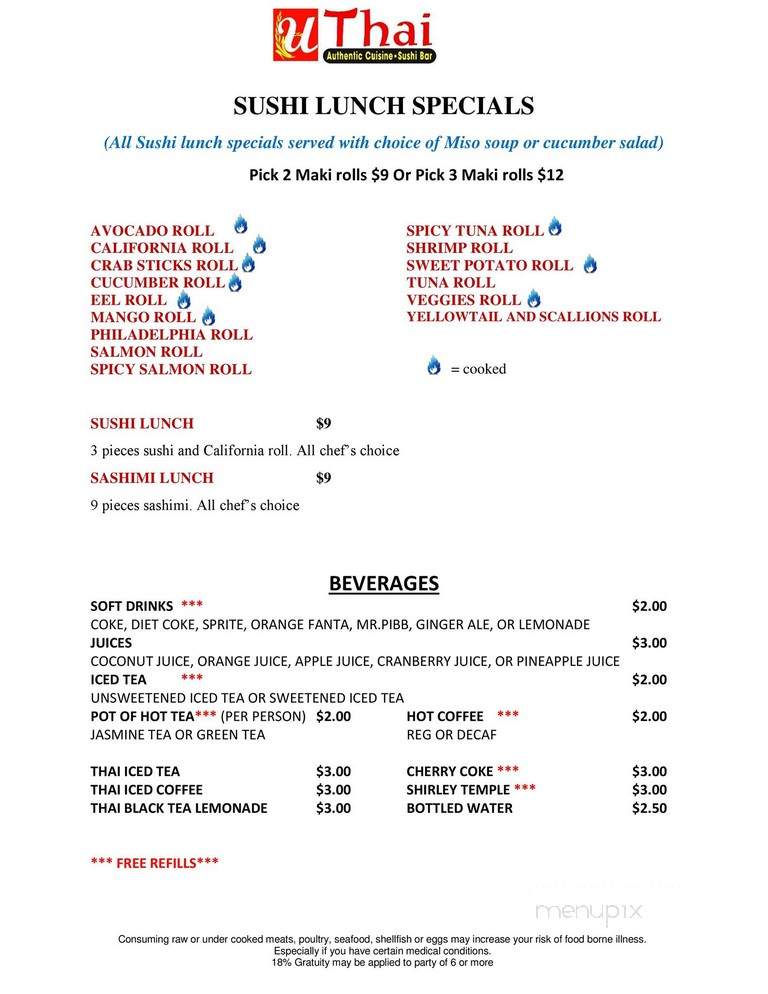 UThai - Lancaster, PA menu_pic