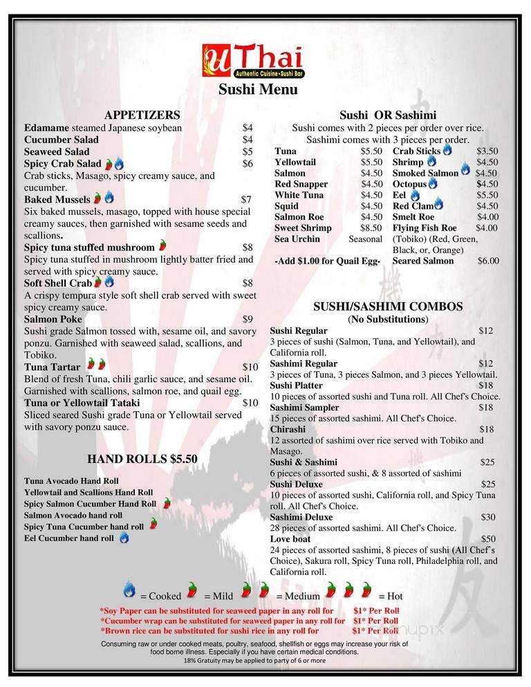 UThai - Lancaster, PA menu_pic