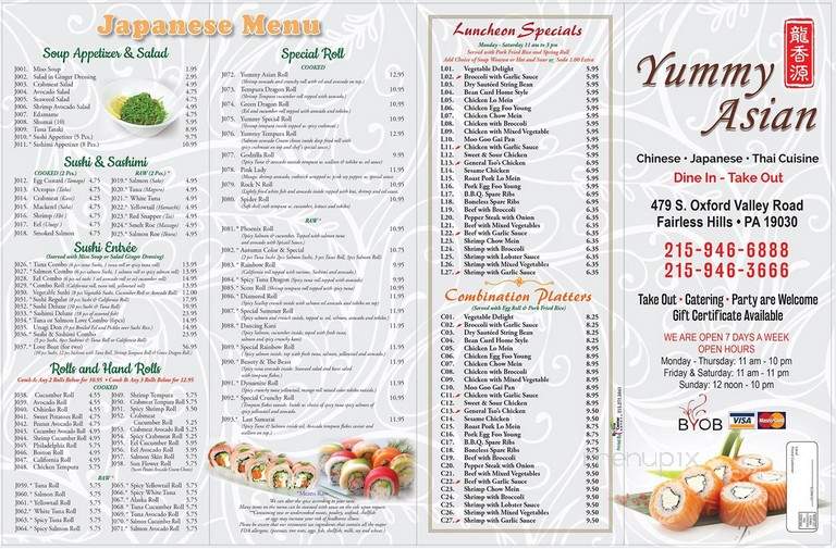 Yummy Asian - Fairless Hills, PA menu_pic
