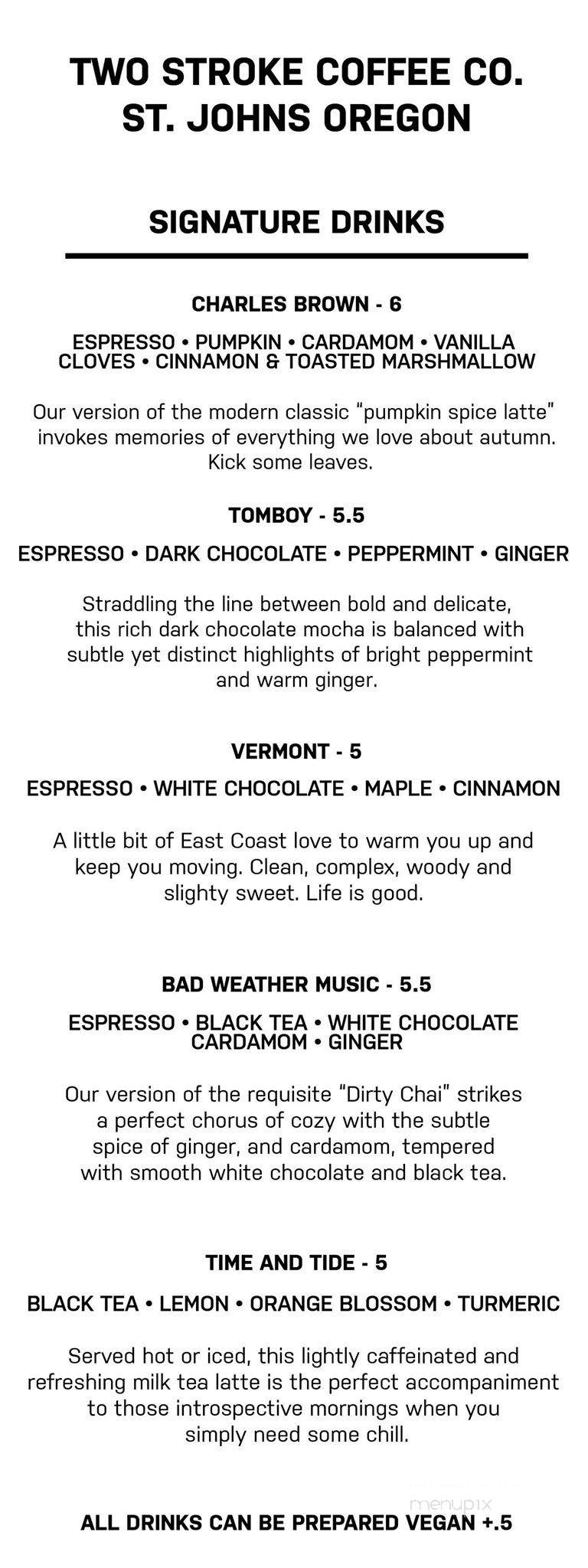 2 stroke coffee - Portland, OR menu_pic