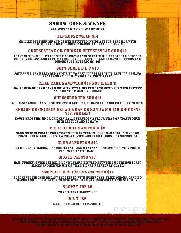 404 TapHouse - Denton, MD menu_pic