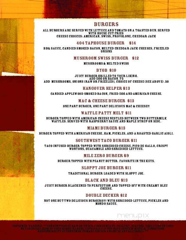 404 TapHouse - Denton, MD menu_pic