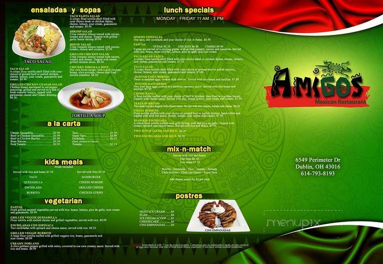 Amigos Mexican Restaurant - Dublin, OH menu_pic