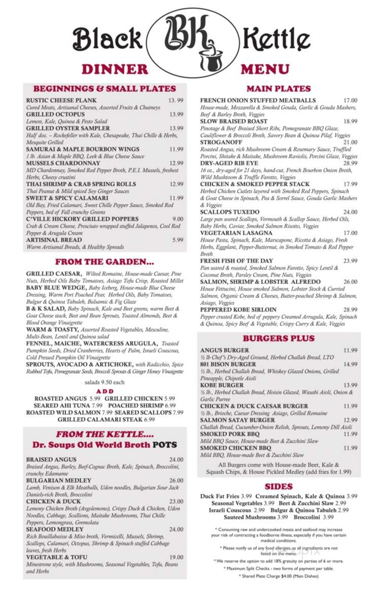 Black Kettle - Catonsville, MD menu_pic
