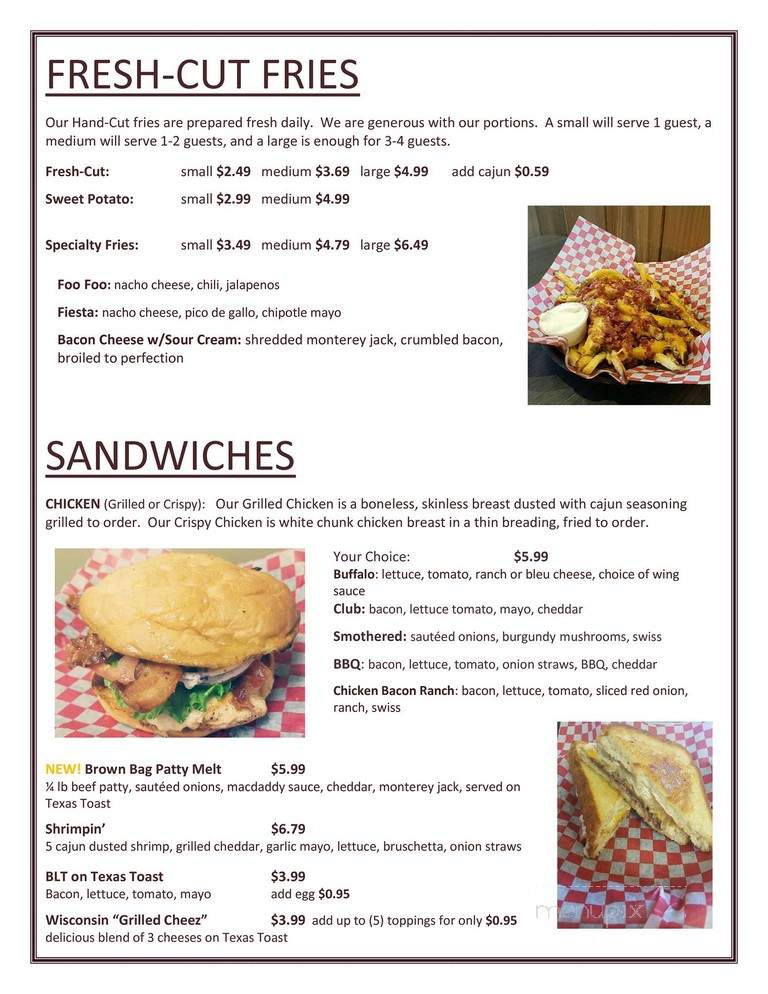 Brown Bag Burgers & Beer - Lorain, OH menu_pic