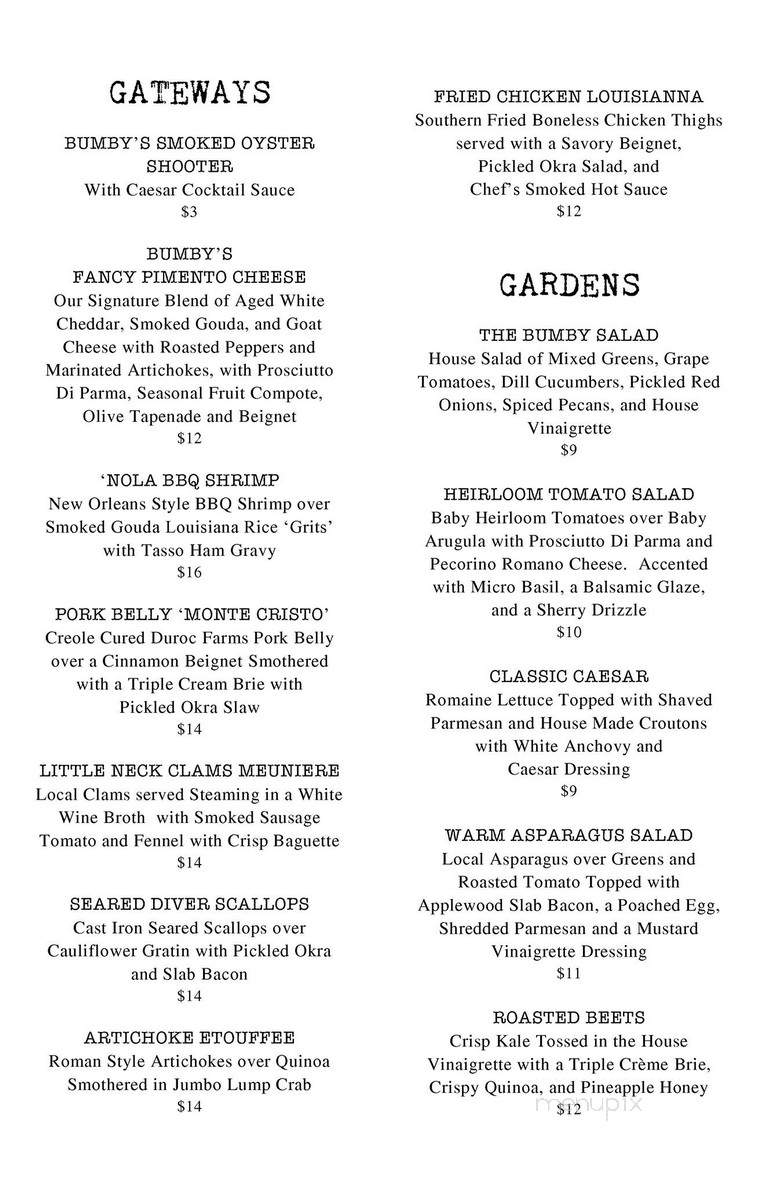Bumby's - Islamorada, FL menu_pic