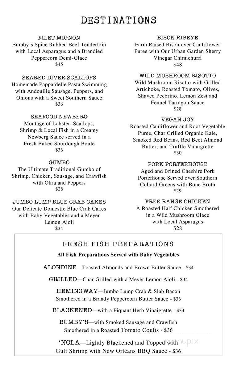Bumby's - Islamorada, FL menu_pic