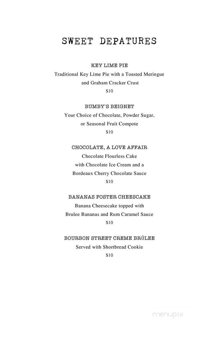 Bumby's - Islamorada, FL menu_pic