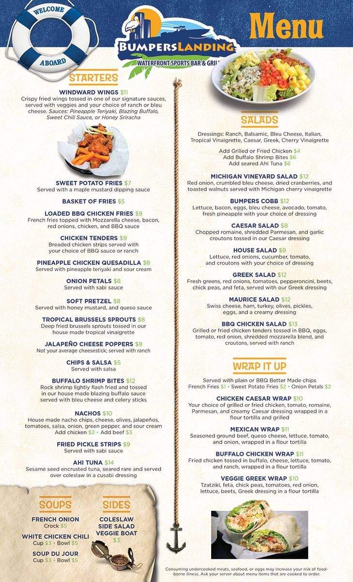 Bumpers Landing - Harrison Township, MI menu_pic