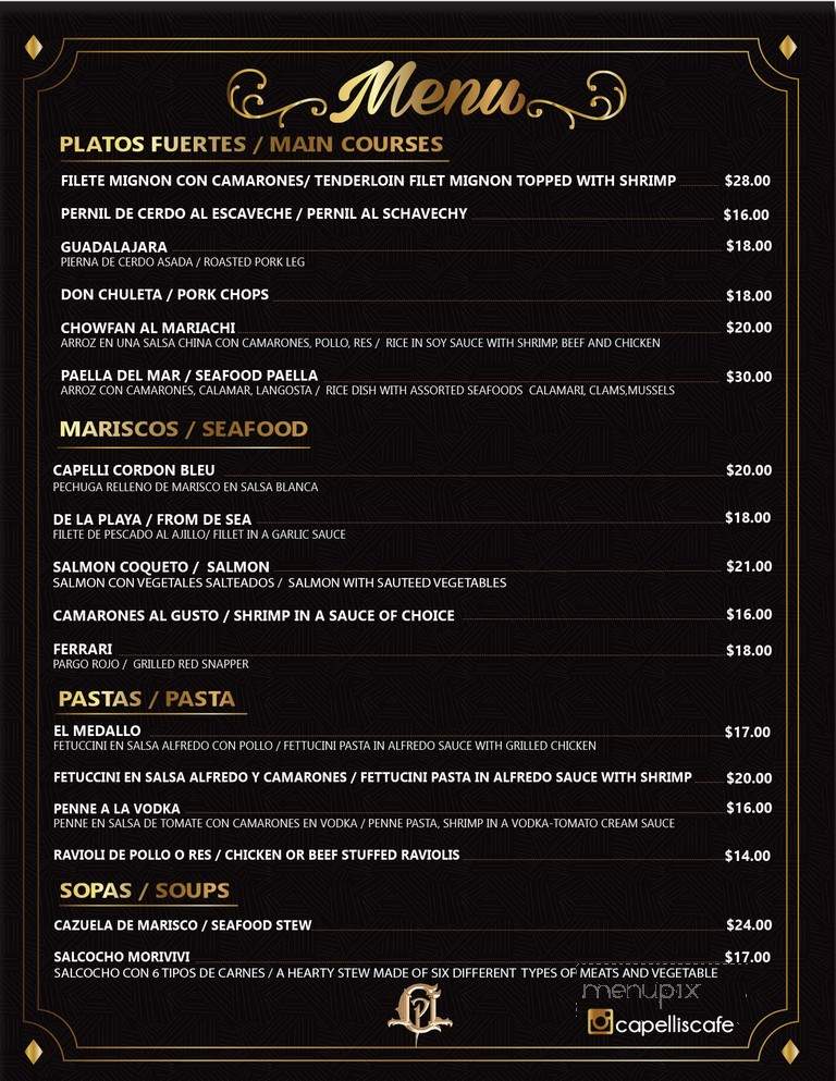 Capelli's Cafe - Corona, NY menu_pic