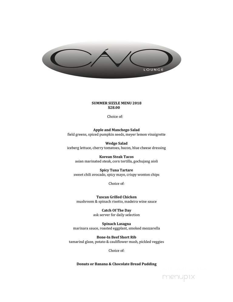 Cavo Lounge - Naples, FL menu_pic