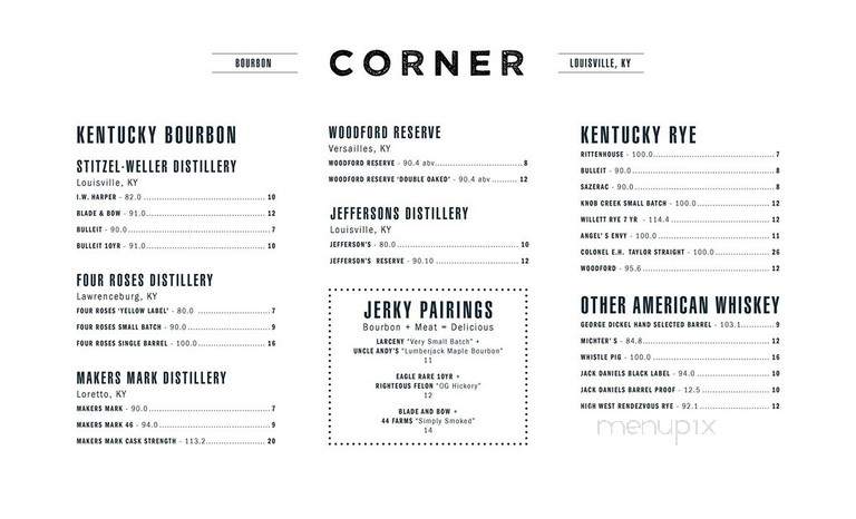 Corner Restaurant & Bar - Louisville, KY menu_pic