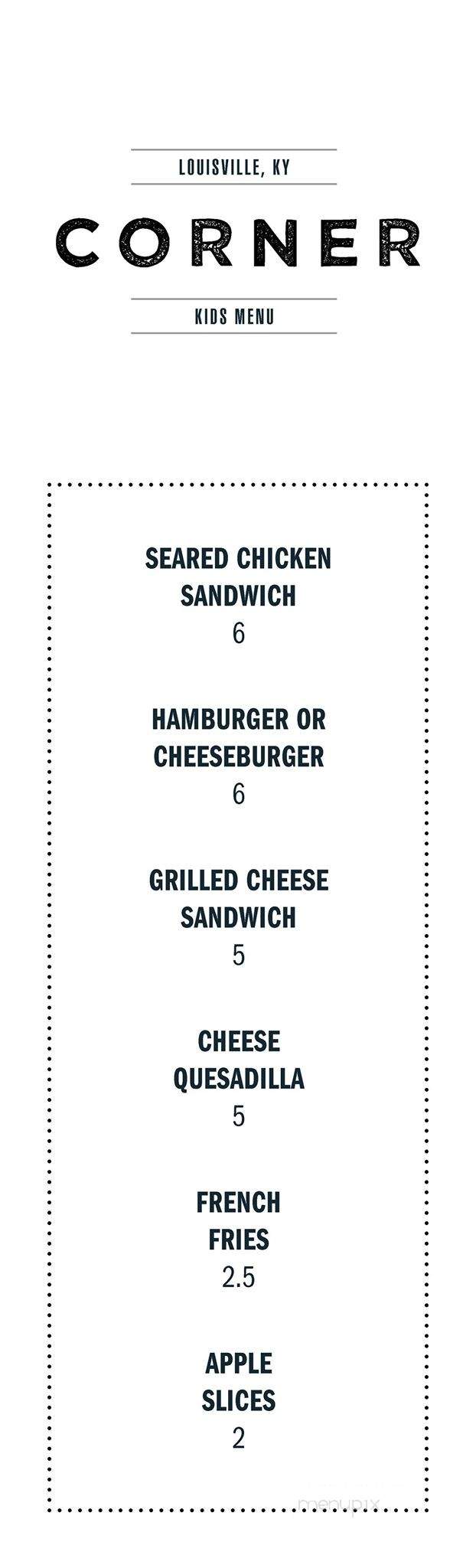 Corner Restaurant & Bar - Louisville, KY menu_pic