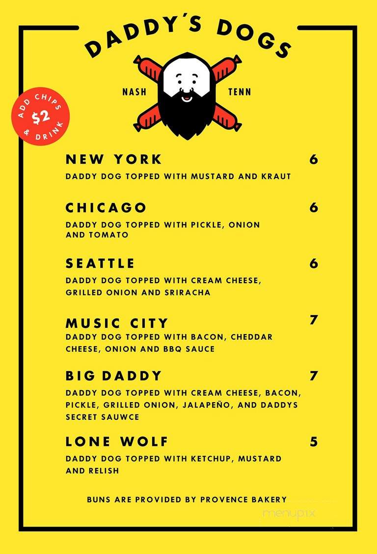 Daddy's Dogs - Nashville, TN menu_pic