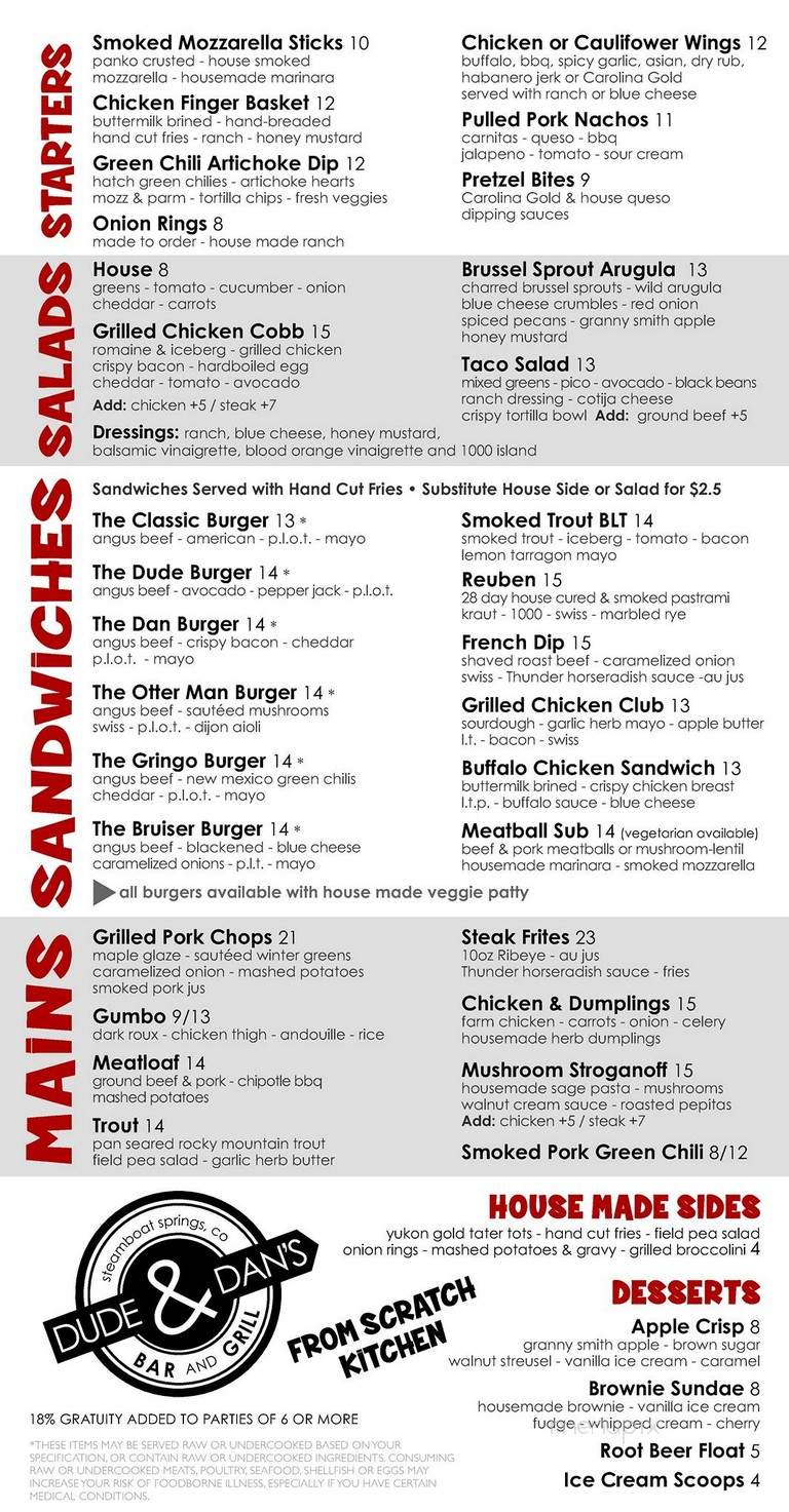 Dude & Dan's Bar and Grill - Steamboat Springs, CO menu_pic
