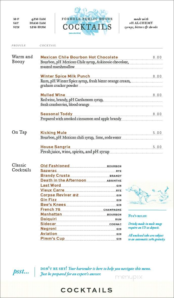 Foxhole Public House - Bentonville, AR menu_pic