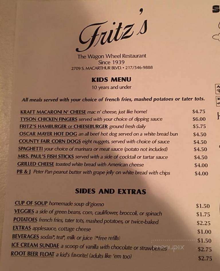 Fritz's Restaurant - New Brunswick, NJ menu_pic