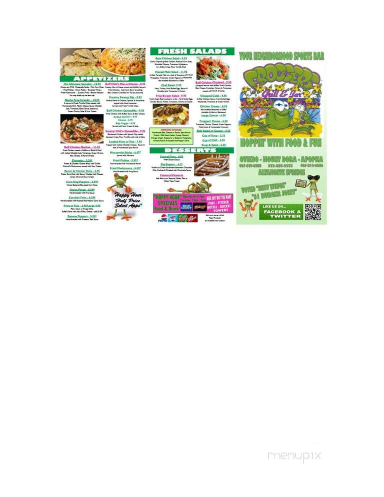 Froggers Grill & Bar - Altamonte Springs, FL menu_pic