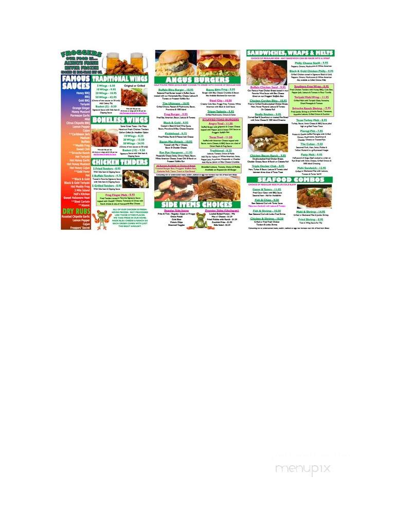Froggers Grill & Bar - Altamonte Springs, FL menu_pic