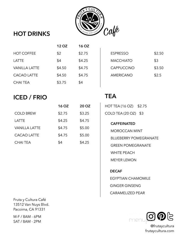 Fruta y Cultura - Pacoima, CA menu_pic
